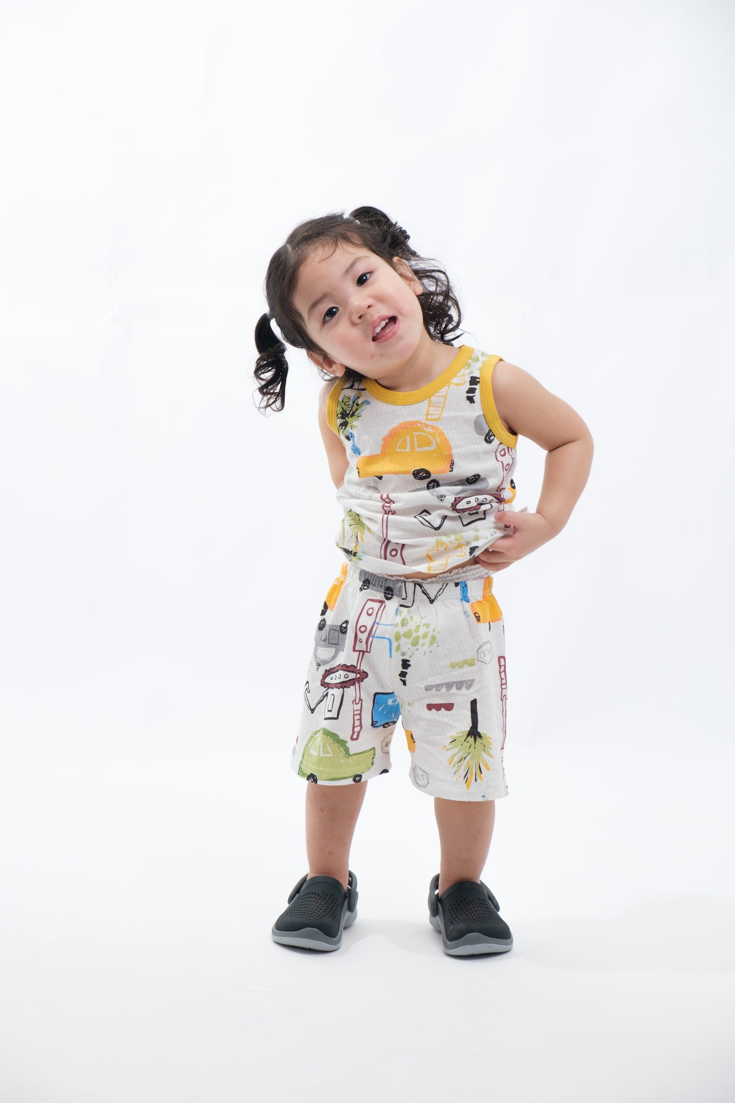 Cotton-Mesh Sando & Shorts Set